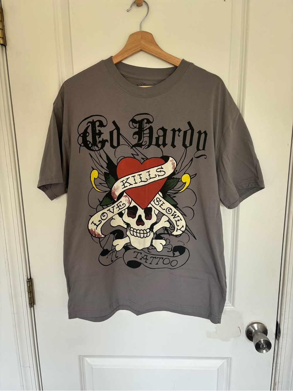 Ed Hardy Love Kills Slowly Grey T-shirt M
